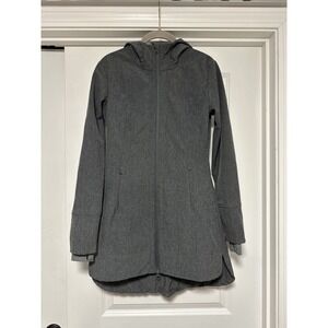 Mondetta Women's Softshell Water Resistant Long Hooded Jacket, Gray, Size XSmall